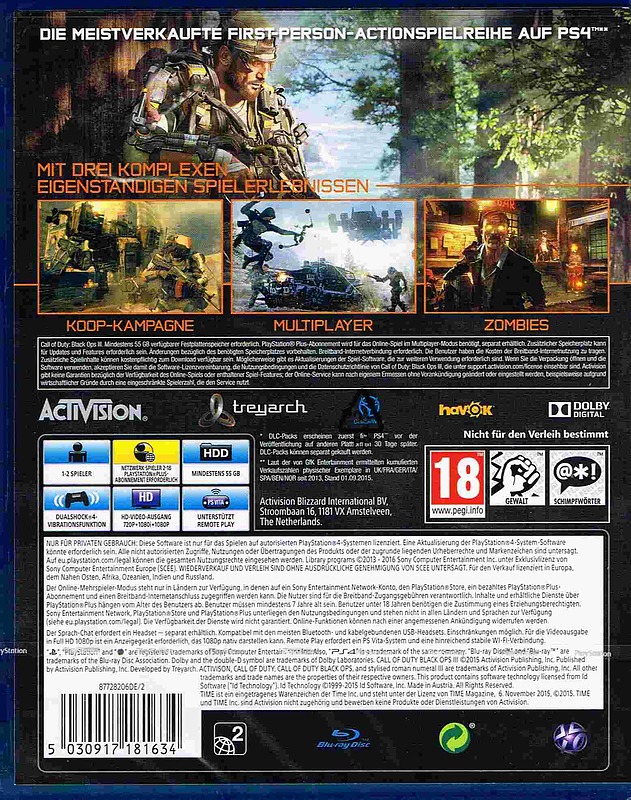 Call of Duty Black Ops 3 (AT-PEGI) Rueckseite