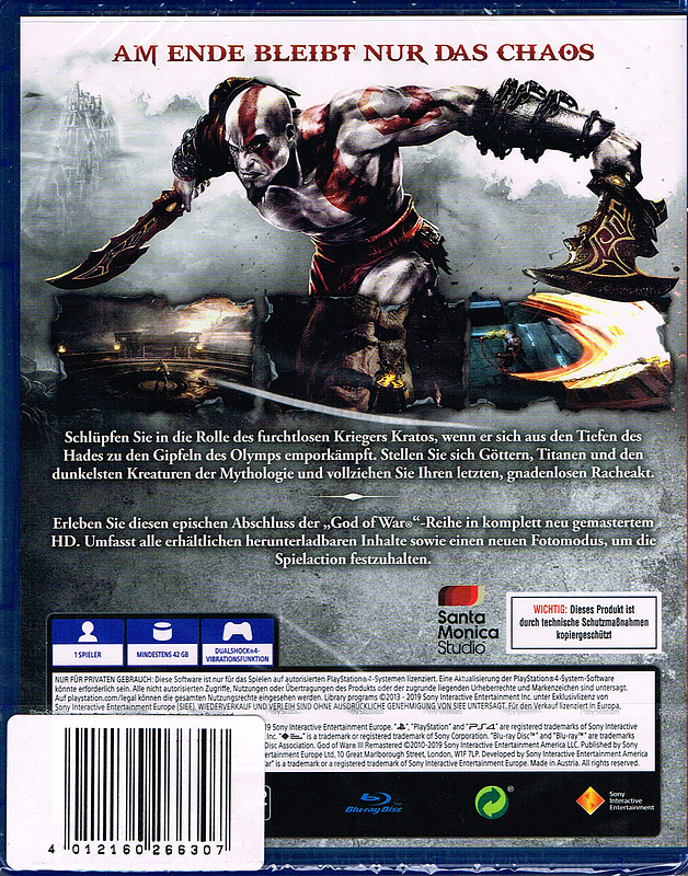 God of War 3 Remastered Edition PS4 Hits Rueckseite