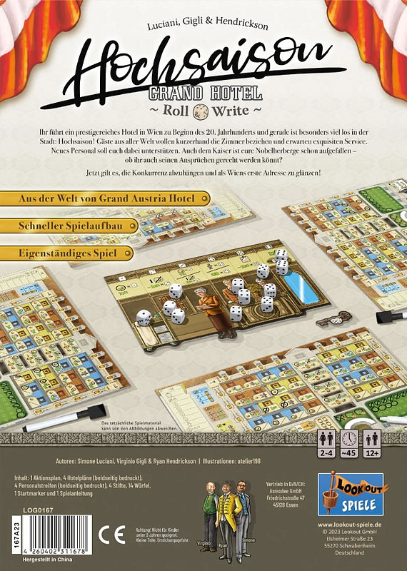 Hochsaison: Grand Hotel Roll & Write Rueckseite