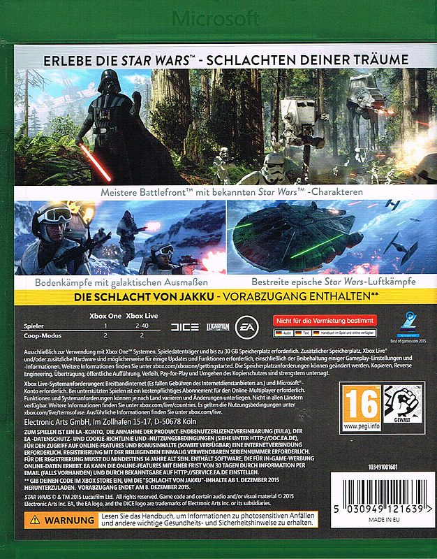 Star Wars: Battlefront D1 Edition (AT-PEGI) Rueckseite