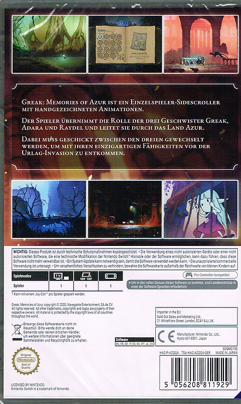 Greak: Memories of Azur Rueckseite