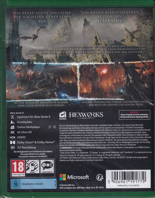 Lords of the Fallen + 16 Boni Rueckseite