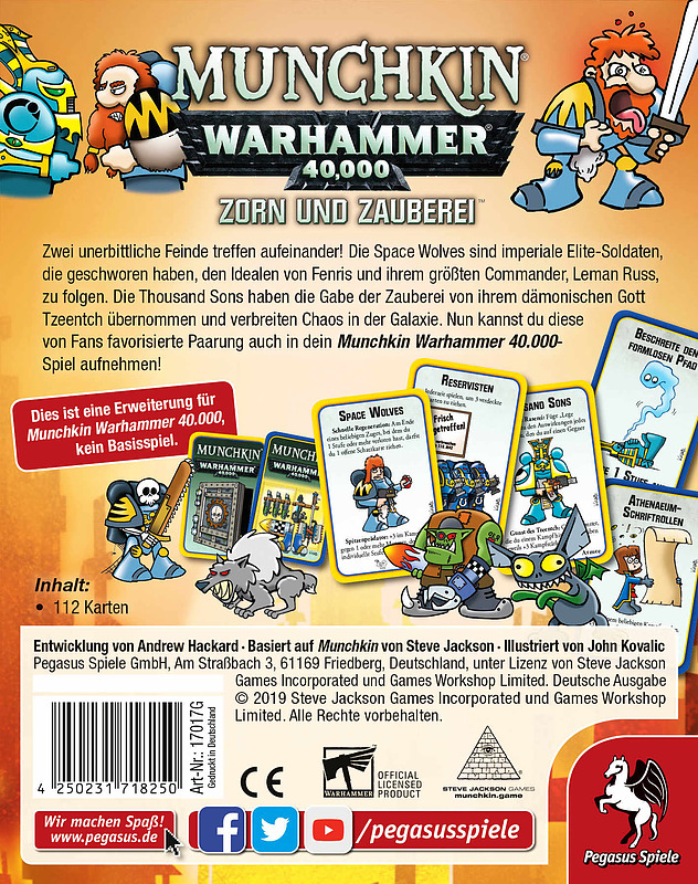 Munchkin: Warhammer 40.000 - Zorn und Zauberei Rueckseite