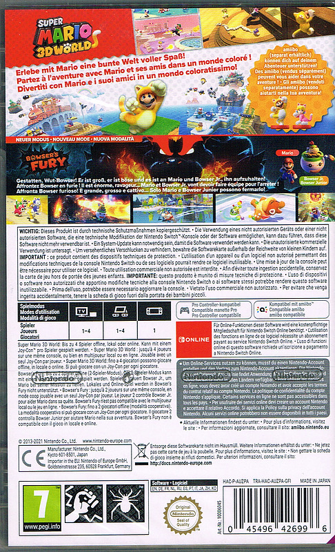 Super Mario 3D World + Bowser's Fury (AT-PEGI) Rueckseite