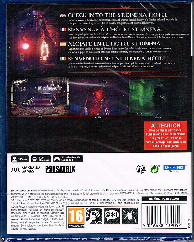 Fobia - St. Dinfna Hotel (PEGI) Rueckseite