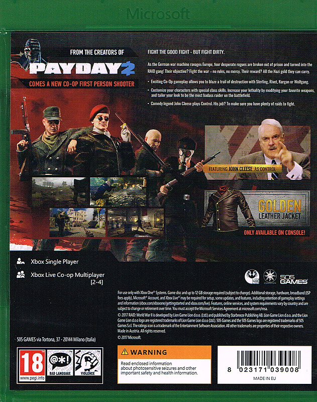 RAID: World War II (Englisch/Symbolik) Rueckseite