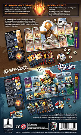 Dice Throne: Kampfmönch vs. Paladin Rueckseite Dice Throne: Kampfmönch vs. Paladin Rueckseite