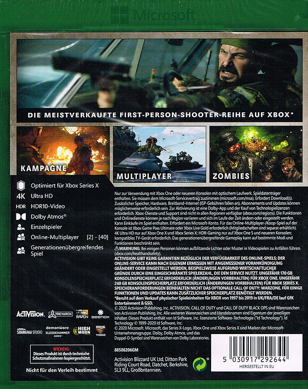 Call of Duty Black Ops: Cold War Rueckseite