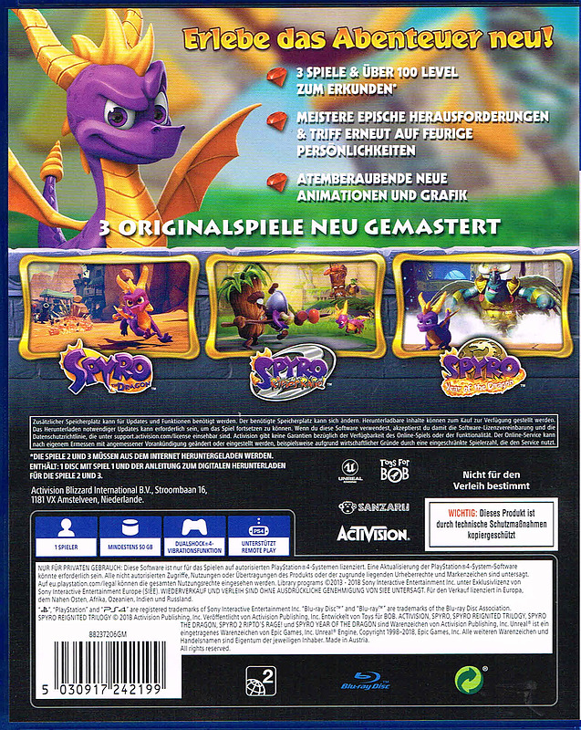 Spyro Reignited Trilogy Rueckseite