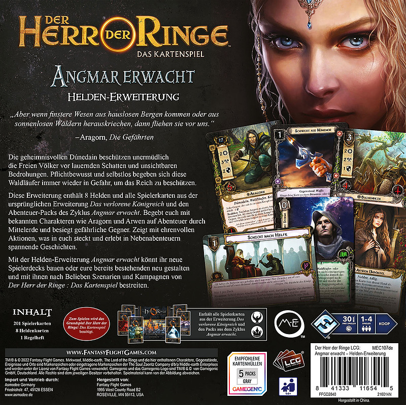 Herr der Ringe LCG: Angmar Erwacht - Helden Rueckseite Herr der Ringe LCG: Angmar Erwacht - Helden Rueckseite