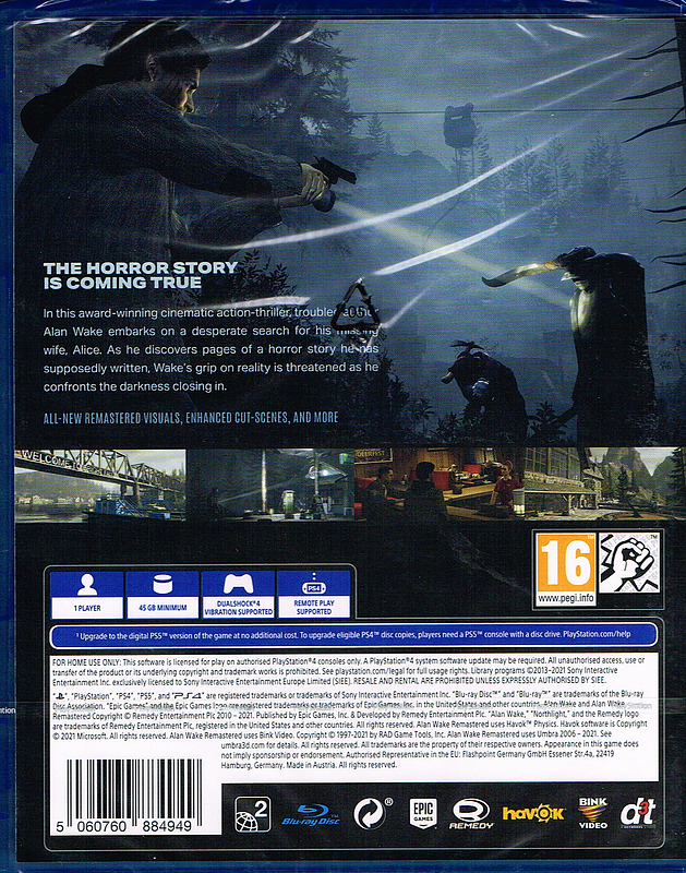 Alan Wake Remastered (PEGI) Rueckseite