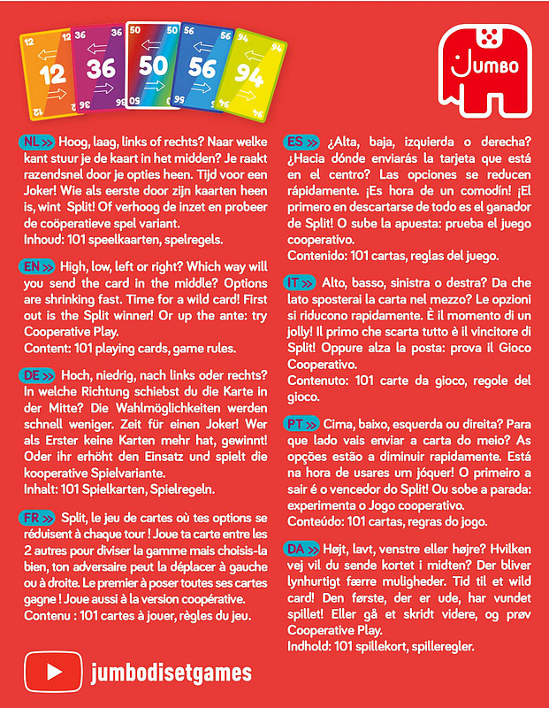 Split 2-5 Spieler, Spieldauer ca. 15 Minuten Rueckseite