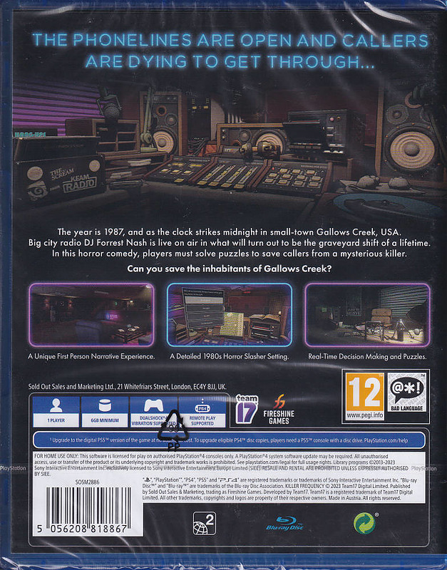 Killer Frequency (PEGI) Rueckseite