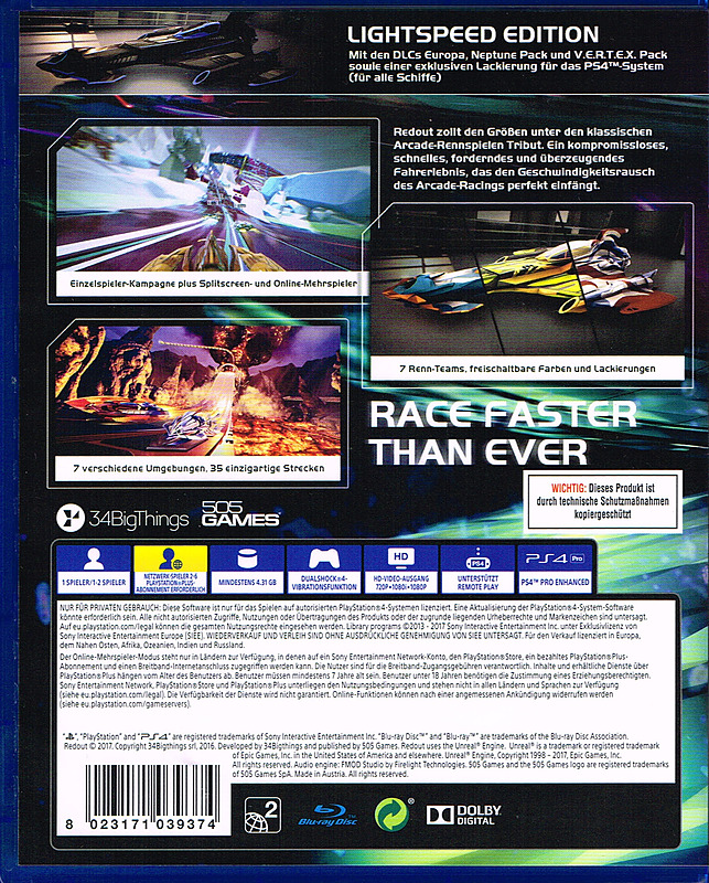 Redout Lightspeed Edition Rueckseite