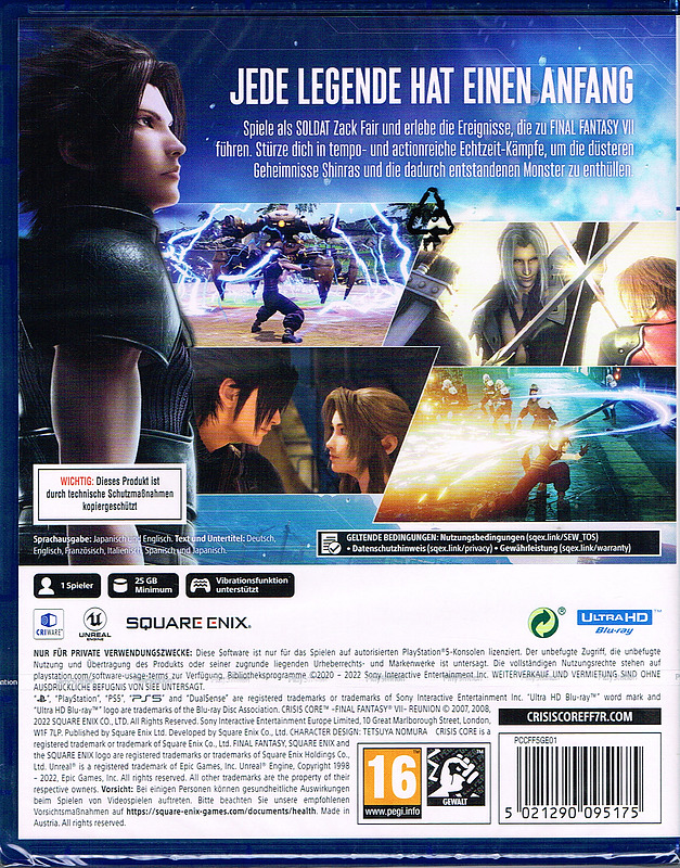 Crisis Core: Final Fantasy VII Reunion Rueckseite