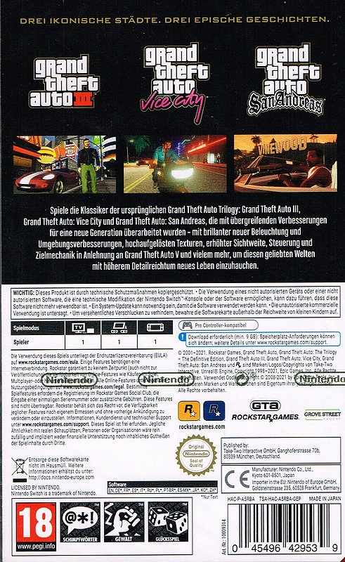 Grand Theft Auto: The Trilogy Definitive Edition Rueckseite