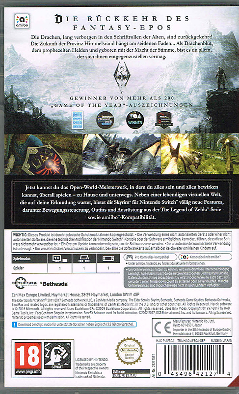 Elder Scrolls V: Skyrim (PEGI) Rueckseite