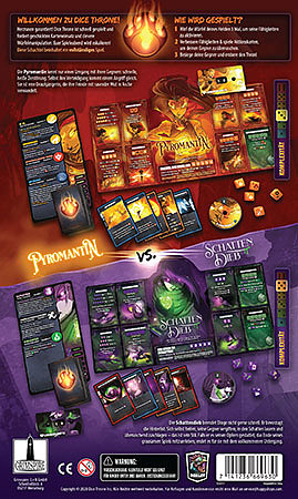 Dice Throne: Pyromantin vs. Schattendiebin Rueckseite Dice Throne: Pyromantin vs. Schattendiebin Rueckseite
