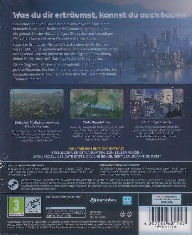 Cities Skylines II Premium Edition Rueckseite
