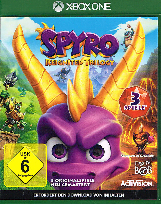 Spyro Reignited Trilogy Teil 1 auf Disc, Teil 2 + 3 als Download Cover