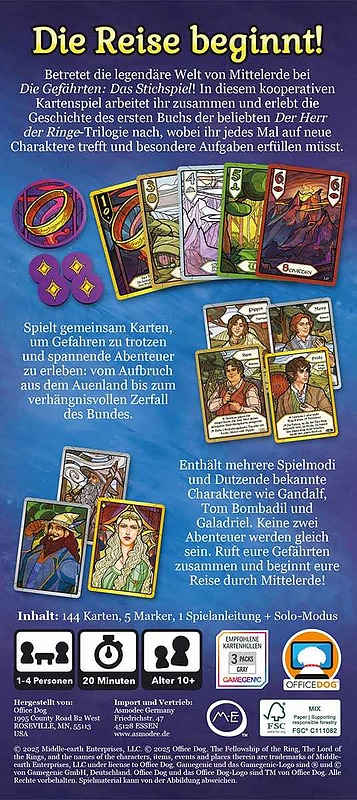 Der Herr der Ringe - Die Gefährten: Das Stichspiel Rueckseite