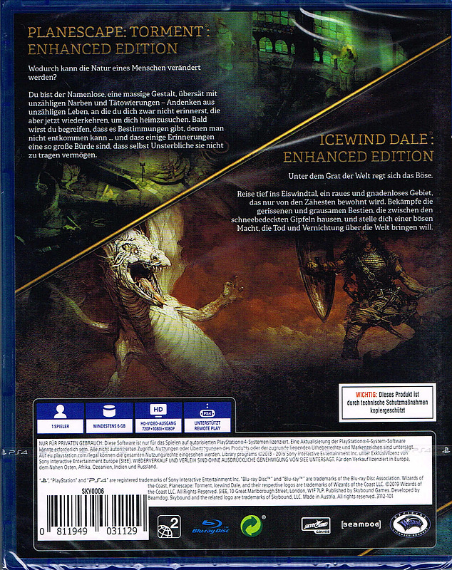 Icewind Dale + PlaneScape Torment Enhanced Edition Rueckseite