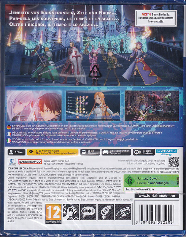 Sword Art Online: Fractured Daydream Rueckseite