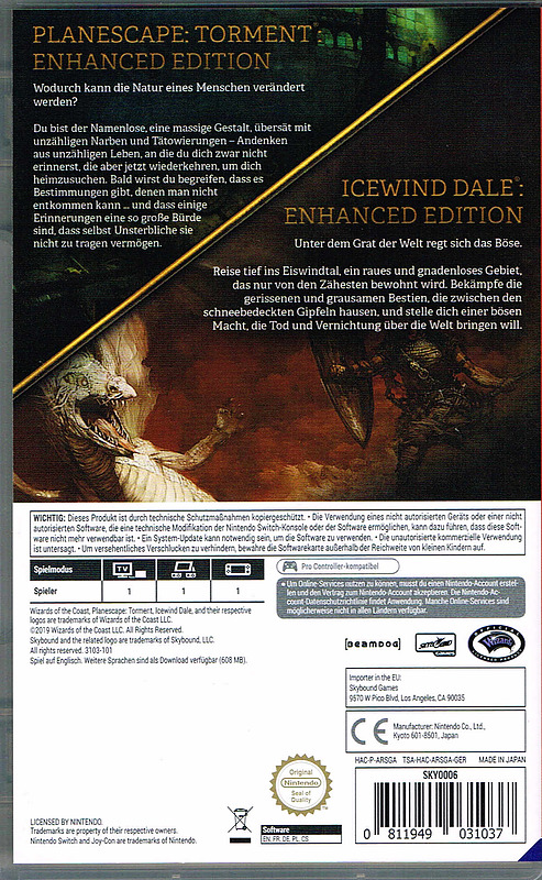 Icewind Dale + PlaneScape Torment Enhanced Edition Rueckseite