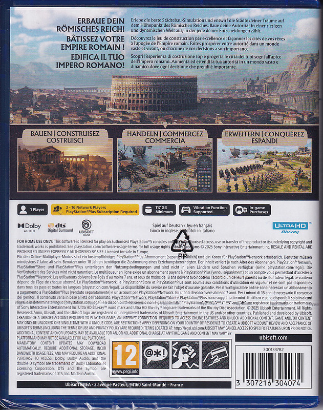 Anno 117: Pax Romana Day 1 Edition + 4 Boni (AT-PEGI) Rueckseite